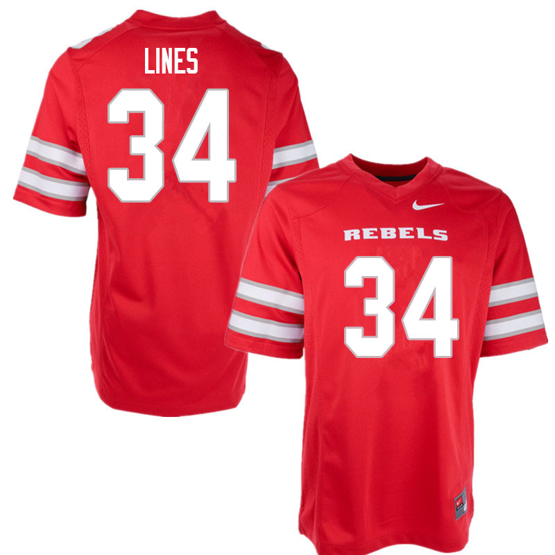 Men #34 Alex Lines UNLV Rebels College Football Jerseys Sale-Red